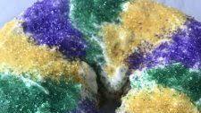 King Cake with Praline Filling for Mardi Gras