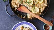 Lemon Chicken Quinoa Bake with Asparagus and Fontina