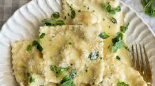 Lobster Ravioli with lemon cream sauce