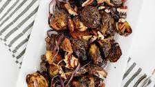 Maple-Balsamic Roasted Brussels Sprouts and Spiralized Onions