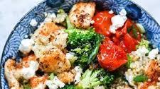 Mediterranean Chicken Quinoa Bowl with Broccoli and Tomato