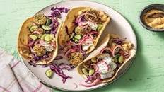 Mini Falafel & Hummus Wraps with Tzatziki & Pickled Onions