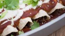 Mole Black Bean & Cauliflower Rice Enchiladas with Roasted Garlic Cashew Cream (Vegan, Gluten Free)