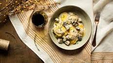 Mushroom Ravioli with Beef Stroganoff Sauce