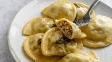 Mushroom ravioli with sage brown butter sauce