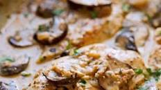 One Skillet Chicken with Garlicky Mushroom Cream Sauce