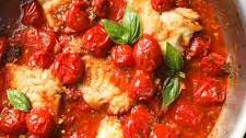 Pan Seared Cod in a White Wine Tomato Basil Sauce