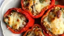 Pesto Chicken Quinoa Stuffed Peppers