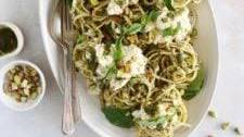 Pistachio Pesto Pasta with Burrata Cheese