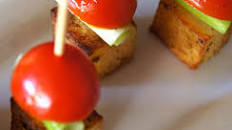 Potato-Pickled Tomato Bites