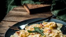 Pumpkin Ravioli with Parmesan Sage Cream Sauce