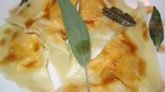 Pumpkin and Cream Cheese Ravioli in Sage and Butter Sauce
