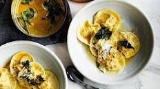 Pumpkin ravioli with sage brown butter