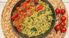 Quinoa with Pesto and Roasted Tomatoes
