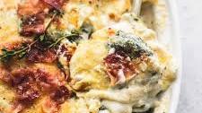 Ravioli Alfredo Bake with Spinach and Bacon