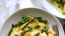 Ravioli With Sauteed Asparagus and Walnuts