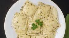 Ravioli with Garlic Herb White Wine Sauce