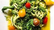 Raw Zucchini Noodles With Pesto And Tomatoes