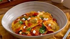 Roasted Portobello Mushrooms Ravioli with Spinach and Goat Cheese
