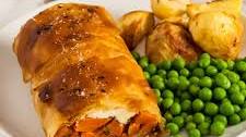 Roasted spiced carrot and Feta Strudel