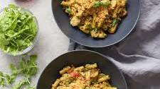 Sausage and Sun-Dried Tomato Pasta with Arugula-Goat Cheese Pesto