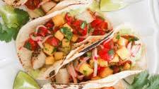 Seared Scallop Tacos with Spring Mango Salsa and Avocado Cream