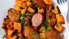 Sheet Pan Sausage and Sweet Potatoes