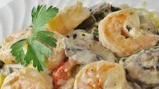 Shrimp and Mushroom Linguini with Creamy Cheese Herb Sauce