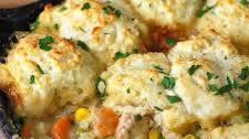 Skillet Chicken Pot Pie Recipe with Easy Biscuits + Video