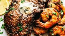 Skillet Garlic Butter Steak and Shrimp