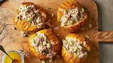 Soy-baked potatoes with tuna sriracha mayo