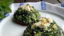 Spanakopita Stuffed Mushrooms (Portobello Mushrooms Stuffed with Spinach and Feta)