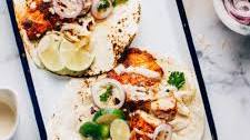 Spicy Fish Tacos with Cabbage Slaw + Lime Crema
