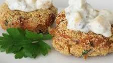 Spicy Salmon and Corn Cakes with Mango Tartar Sauce