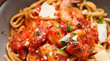 Spicy Shrimp Pasta with Tomatoes and Garlic