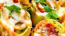 Spinach Cottage Cheese Lasagna Roll Ups