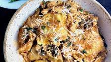 Spinach Ravioli with Creamy Tuscan Roasted Red Pepper Sauce and Crab
