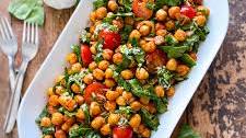 Spinach Salad with Spiced Chickpeas