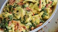 Spinach Tortellini in Light Homemade Alfredo Sauce