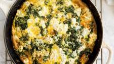 Spiralized Sweet Potato, Kale and Goat Cheese Frittata Recipe with Lemon-Arugula Salad