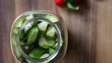 Sriracha and Red Pepper Refrigerator Pickles