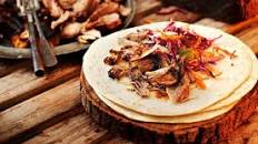 Sticky maple and mustard pulled pork wraps