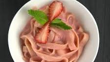 Sweet Pasta Dessert with Strawberry Sauce