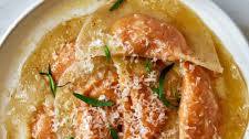 Sweet Potato Wonton Ravioli with Tarragon Brown Butter Sauce