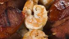 Sweet Shrimp and Spicy Sausage Skewers
