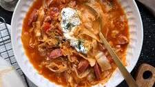 Tomato Cabbage Kielbasa Soup