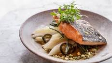 Trout with sour plum, confit fennel and pickled jalapeños