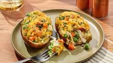 Twice Baked Chicken Pot Pie Potatoes