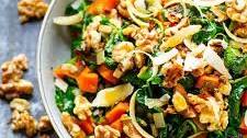 Warm Sweet Potato Kale Salad with Tahini Dressing