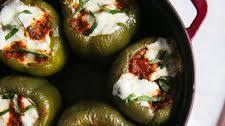 White Bean, Spinach & Turkey Stuffed Bell Peppers